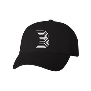 Black cap with white B logo in the center